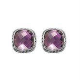SE-8051-AM Sterling Silver Earring With Amethyst Q. Jewelry Bali Designs Inc